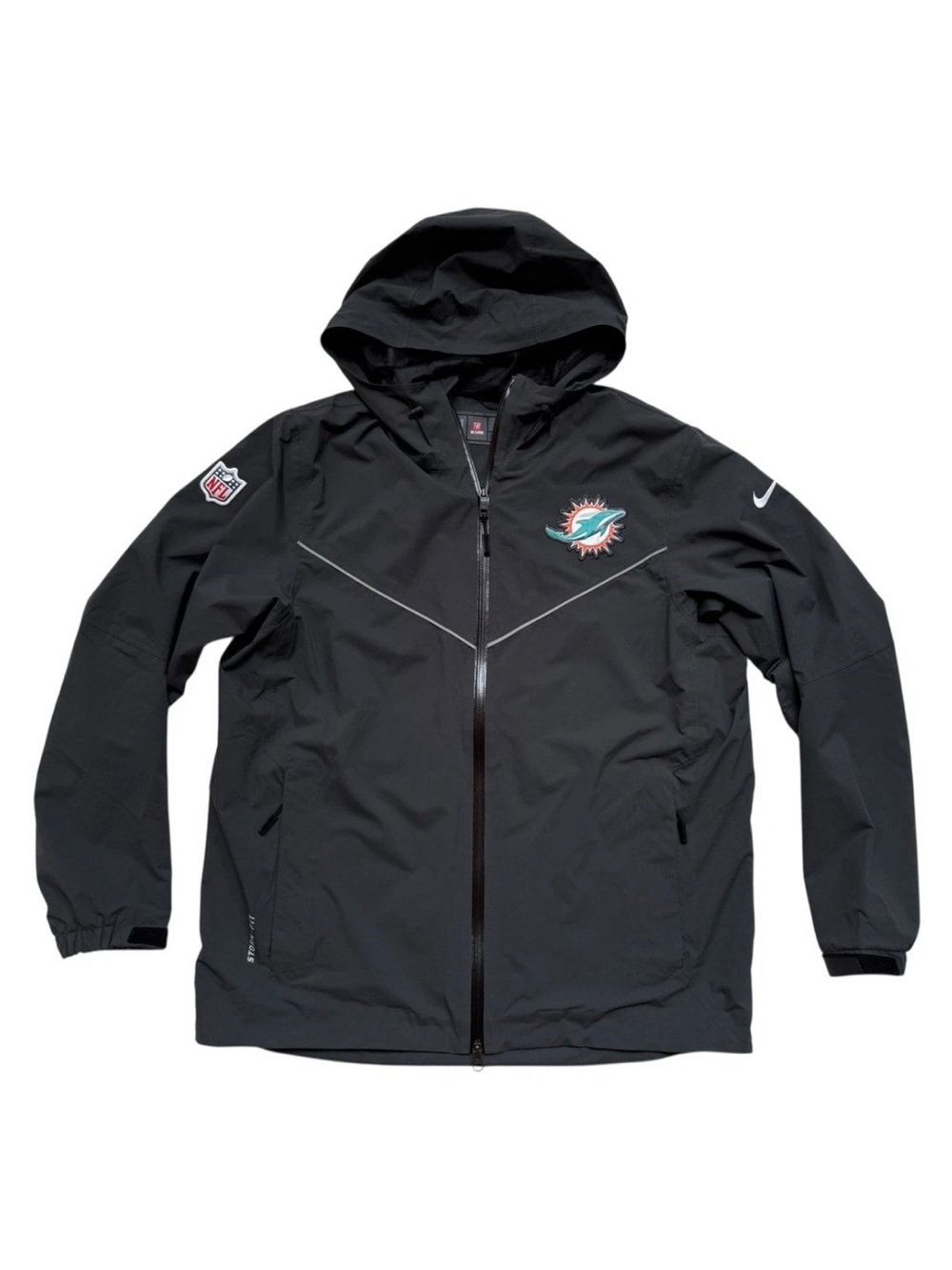 Nike Miami Dolphins NFL On-Field Storm Fit Hooded Windbreaker Jacket Men’s Sz L